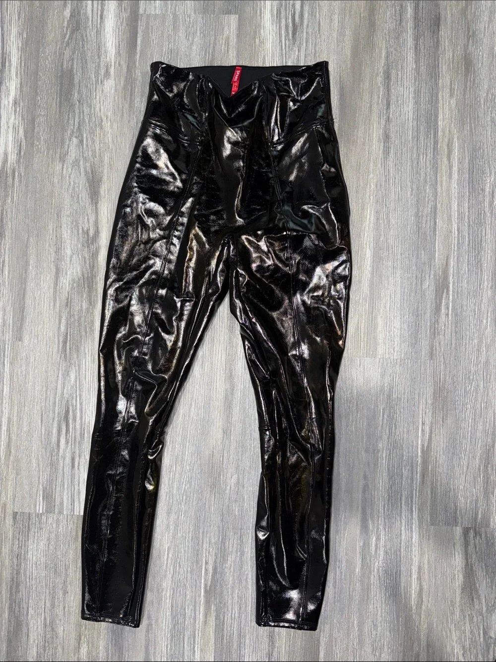 SPANX Shiny Black Faux-Leather Leggings